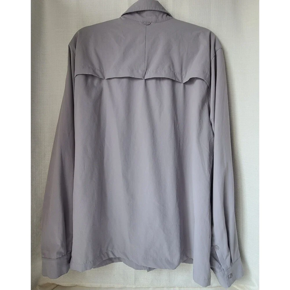 The North Face Mens XL Button Up Shirt Gray Long Sleeve Outdoor Hiking Tech